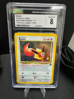 CGC 8 Eevee 2000 Black Star Promo 11 Holo SWIRL Pokemon Card - Image 1