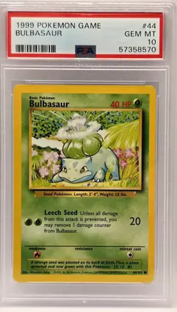 🌿 1999 Pokemon Base Set Bulbasaur #44/102 PSA 10 GEM MINT WOTC Vintage Starter - Image 1