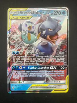 Pokemon TCG Blastoise & Piplup GX Tag Team 38/236 Cosmic Eclipse Ultra Rare NM - Image 1
