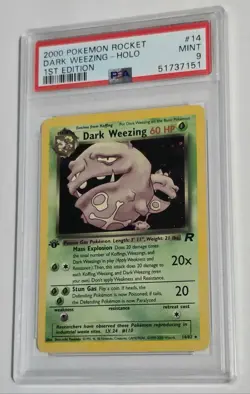 1st EDITION - Pokemon: TEAM ROCKET #14/82 - DARK WEEZING (HOLO 🌈) - PSA 9 MINT - Image 2