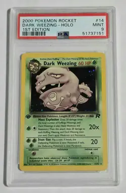 1st EDITION - Pokemon: TEAM ROCKET #14/82 - DARK WEEZING (HOLO 🌈) - PSA 9 MINT - Image 3