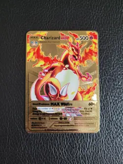 Pokemon Charizard DX 52/100 Gold Metal Pokemon Card Max Wildfire HP500 - Image 1