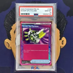 ??PSA 10 GEM MINT 2025 Pokemon Prismatic Evolutions SCOOP UP CYCLONE #128 Holo - Image 2
