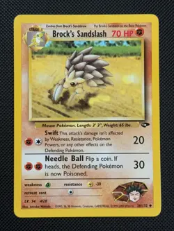 Brock's Sandslash 36/132 REGULAR Pokemon Card WOTC Gym Challenge Uncommon - Image 1