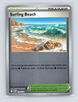 Pokemon TCG Surfing Beach 129/132 ME01: Mega Evolution Reverse Holo NM - Image 1