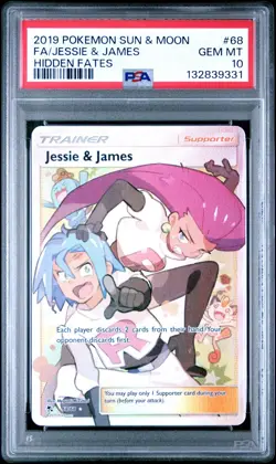 PSA 10 Pokemon Hidden Fates Jessie and James 68/68 Full Art Holo - Image 1
