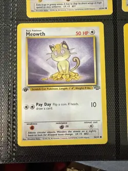 1999 Pokemon 1st Edition Meowth Jungle 56/64 LP - Image 1