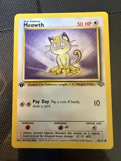 1999 Pokemon 1st Edition Meowth Jungle 56/64 LP - Image 3