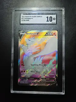 Reshiram V 172/195 2022 Pokemon Silver Tempest FA Full Art Graded SGC 10 - Image 1