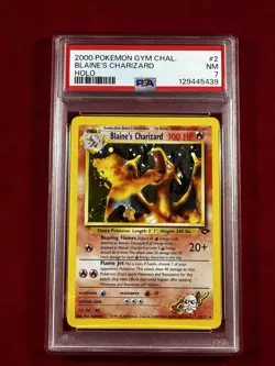 Pokemon Gym Challenge Holo Rare Blaine's Charizard 2/132 2000 PSA 7 NM - Image 1