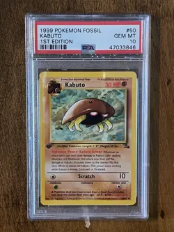 1999 Pokemon Fossil 1st Edition Kabuto #50 PSA 10 - Image 1