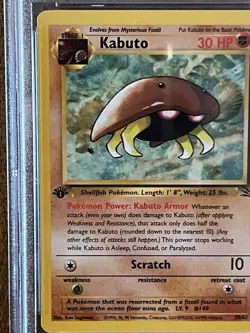1999 Pokemon Fossil 1st Edition Kabuto #50 PSA 10 - Image 2