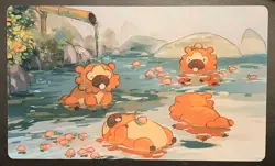 Bidoof Hot Springs Custom Pokemon Playmat Card Gaming 23X 14 - Large Mouse Pad - Image 1