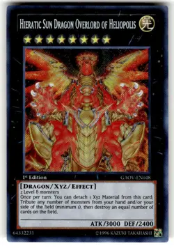 Yugioh Hieratic Sun Dragon Overlord Of Heliopolis GAOV-EN048 Secret 1st Ed NM - Image 1
