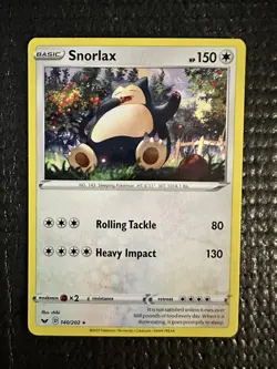 Snorlax 140/202 Sword & Shield Pokemon Rare TCG Card - Image 1