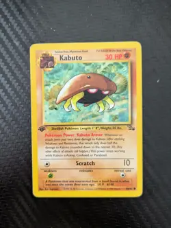 1st Edition Kabuto 50/62 Fossil Pokemon Trading Card Game Heavily Played - Image 1