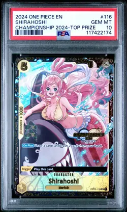 PSA 10 One Piece Shirahoshi OP03-116 Championship 2024 Top 64 English Promo Card - Image 1