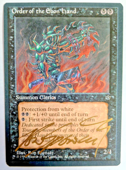 MTG FALLEN EMPIRES Order of the Ebon Hand SIGNED IN GOLD BY RON SPENCER - Image 1