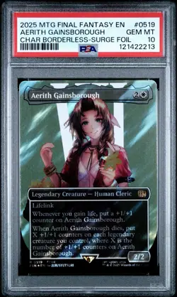 PSA 10 - Aerith Gainsborough (Borderless Surge Foil) 0519 - MTG x Final Fantasy - Image 3