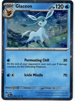 Pokemon - Prismatic Evolutions Cosmos Holo Glaceon 025/131 NM SWIRL ! - Image 1