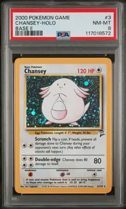 2000 Pokemon Base Set 2 Holo Chansey #3 /130 PSA 8 - Image 1
