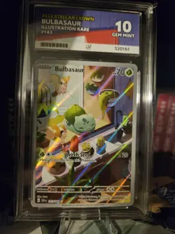 Bulbasaur 143/142 Pokemon Stellar Crown Graded Ace 10 Perfect Subgrades - Image 1