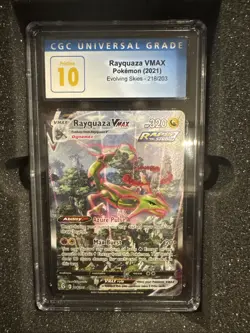 CGC Pristine 10 Pokemon TCG English Rayquaza VMAX 218/203 Evolving Skies - Image 1
