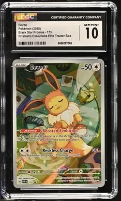 CGC 10 EEVEE 173 PRISMATIC EVOLUTIONS ETB POKEMON GEM MINT - Image 1