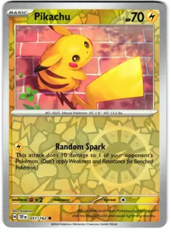 Pikachu Reverse Holo 51/162 Pokemon SV: Temporal Forces - Image 1