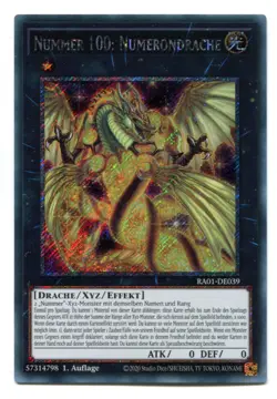 Yu-Gi-Oh! Nummer 100 Numerondrache Platinum Secret Rare RA01-DE039 - Image 1