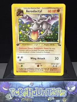 Pokemon Card Aerodactyl 1/62 Fossil Prerelease 1st Edition Holo Rare WOTC LP - Image 1