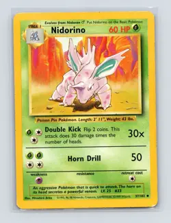 Pokemon TCG Nidorino 037/102 Base Set Normal LP - Image 1