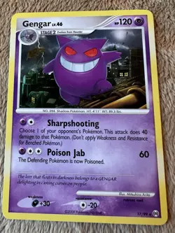 2009 Pokemon TCG Platinum Arceus Gengar Lv.46 HP 120 Rare Non Holo Card 17/99 LP - Image 1