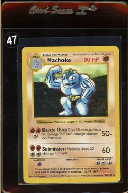 Pokemon Machoke Base Set 34/102 Shadowless NM Non-Holo Uncommon Card - Image 1