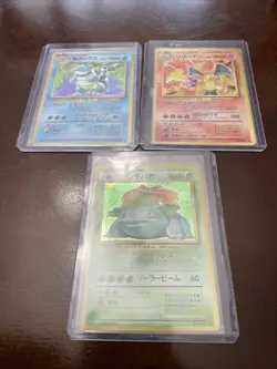 Charizard Venusaur Blastoise 3 Set Base Set Pokemon Card Old Back Japanese 1996 - Image 1