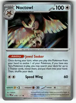 Noctowl (Master Ball Pattern) 078/131 SV: Prismatic Evolutions NM Pokemon Card T - Image 1