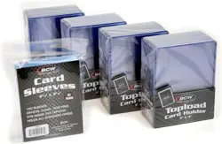 BCW 100 Top Loaders + Penny Sleeves | 100 Each: Trading Card Sleeves & Toploader - Image 1