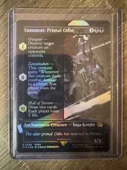 Magic The Gathering Final Fantasy Borderless Foil Summon: Primal Odin #0365 - Image 1