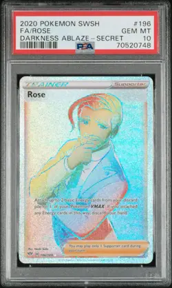 Pokemon! PSA 10 Rose 196/189 - Darkness Ablaze - Secret Rare Rainbow - Gem Mint - Image 1