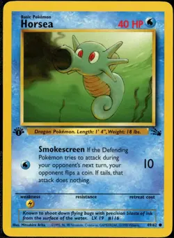 Horsea 49/62 1st Edition Regular Non Holo WoTC Pokemon Fossil Set LP English - Image 1