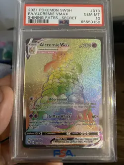 2021 Pokemon Shining Fates Alcremie VMAX Full Art Secret Rare #073 PSA 10 - Image 1