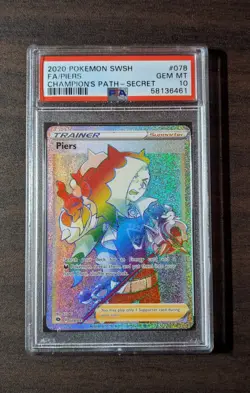 Pokemon Piers - Champion's Path Secret Rare Full Art 078 PSA 10 Gem Mint - Image 1
