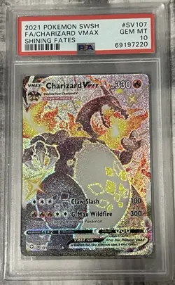 2021 Pokemon Charizard VMAX Shining Fates Full Art SV107 PSA 10 Gem Mint - Image 1