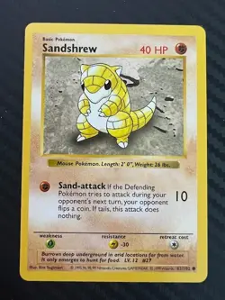 Pokemon TCG Shadowless Sandshrew 62/102 Base Set LP - Image 1