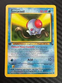 Pokemon TCG Tentacool 56/62 WotC Fossil 1st Ed. Regular Common NM - Image 1