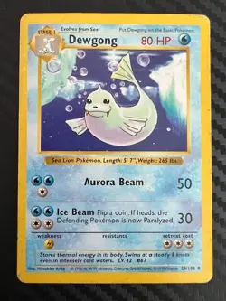 Pokemon TCG Dewgong Base Set 25/102 Regular Shadowless Uncommon MP/HP - Image 1