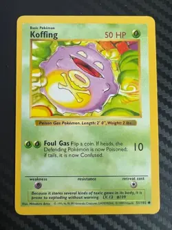 Pokemon TCG Koffing Shadowless Base Set 51/102 Regular Common VLP - Image 1