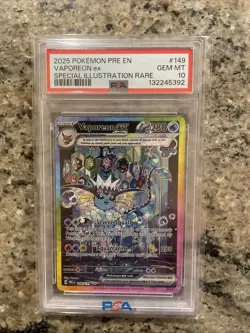 2025 Pokemon Prismatic Evolutions Vaporeon Ex 149/131 SIR PSA 10 English Mint - Image 1