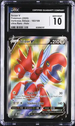 CGC 10 GEM MINT Scizor V 183/189 Darkness Ablaze Full Art Ultra Rare Pokemon - Image 1