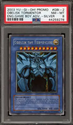 Yu-Gi-Oh! Obelisk The Tormentor Game Boy Advance Secret Rare Promo GBI-002 PSA 8 - Image 1
